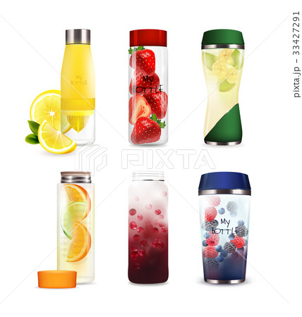 Bottles With Detox Fruit Beverages Set Bottles With Detox Fruit Beverages Set 33427291