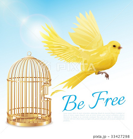 Canary Flying From Cage Posterのイラスト素材