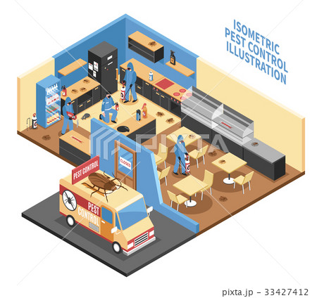 Pest Control In Cafe Isometric Illustration Pest Control In Cafe Isometric Illustration 33427412
