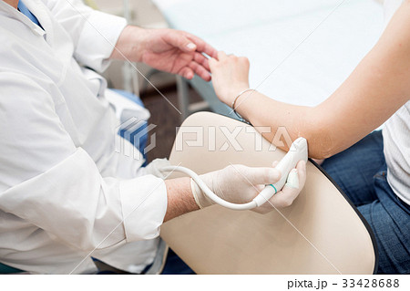 Adult female patient elbow joint ultrasound at Adult female patient elbow joint ultrasound at 33428688