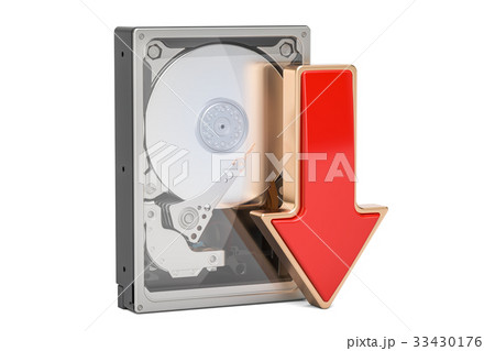 Hard Disk Drive HDD with red arrow download data 33430176