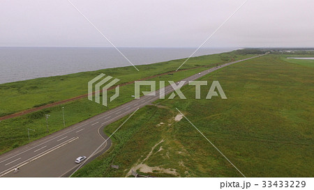 道東の海岸線〜ドローンで上空から撮影（北海道斜里郡斜里町） 33433229