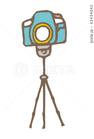 スタンド付カメラ 線画 シリーズ のイラスト素材