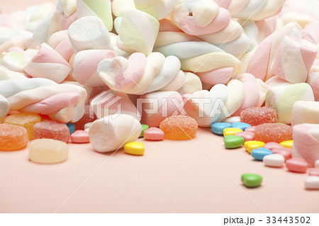 マシュマロ ピンクの背景 食べ物 33443502