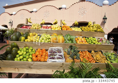 Exotic fruit stall outdoors Exotic fruit stall outdoors 33443745