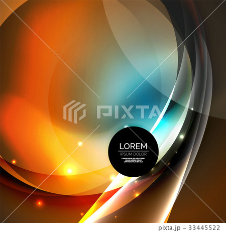 Digital illustration, glowing waves and circles 33445522