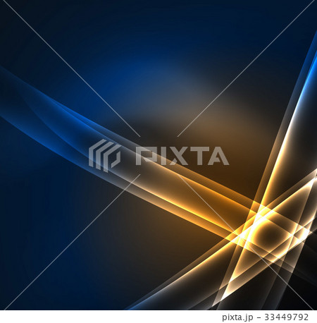 Energy lines, glowing waves in the dark, vector 33449792