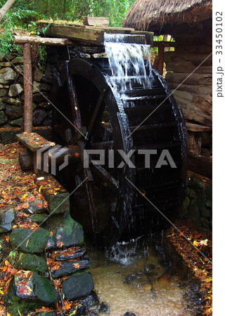 秋 落葉 水 33450102