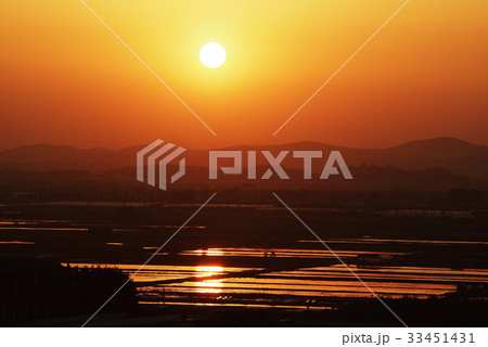 金浦 夕焼け 田畑 33451431