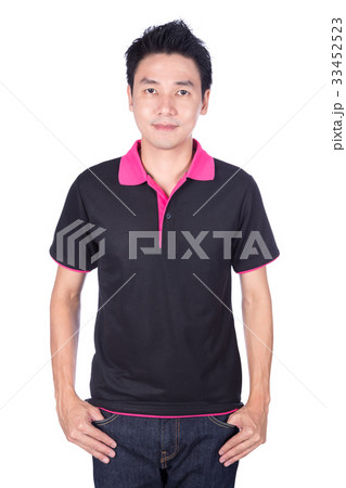 man in black polo shirt isolated on white background man in black polo shirt isolated on white background 33452523