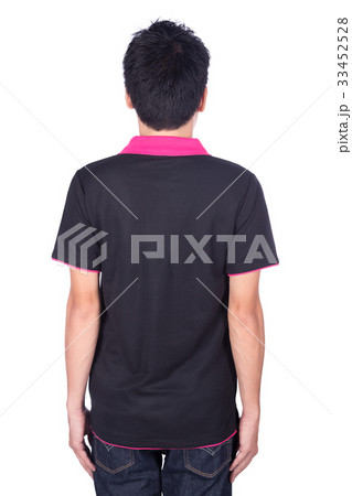 man in black polo shirt isolated on white background (back side) man in black polo shirt isolated on white background (back side) 33452528
