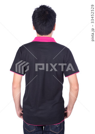 man in black polo shirt isolated on white background (back side) man in black polo shirt isolated on white background (back side) 33452529
