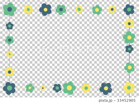 緑と黄色のレトロな花のフレーム 33452905