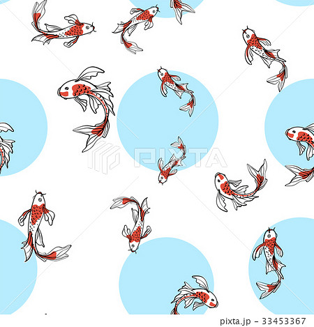 Seamless oriental pattern with Japanese carps koi 33453367
