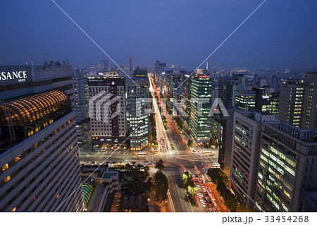 交差点 ソウル 夜景 33454268