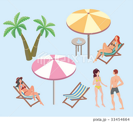 Summer vacation, beach resort. Women and a man 33454664