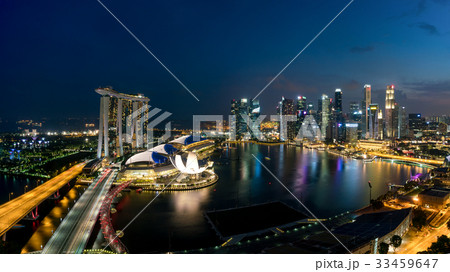 Aerial view of Singapore business district 33459647