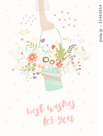 Hand holding bouquet flowers Hand holding bouquet flowers 33464954