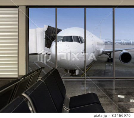 window in empty airport at morning window in empty airport at morning 33466970