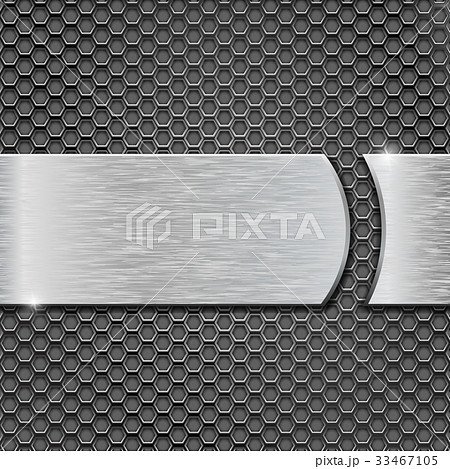 Metal plate on perforated background 33467105