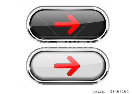 Oval buttons with red arrow. Black and white icons Oval buttons with red arrow. Black and white icons 33467166