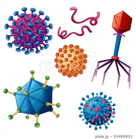 Different types of viruses on white background Different types of viruses on white background 33469831