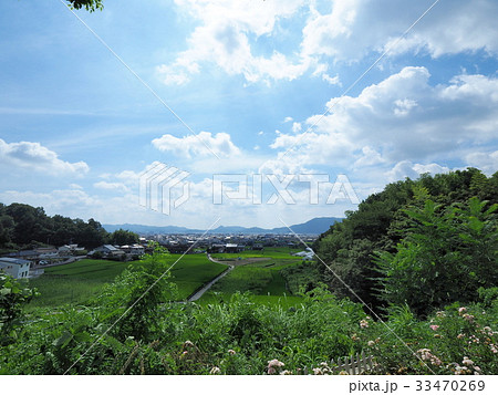 服部大池公園から見る夏の青空と雲 33470269