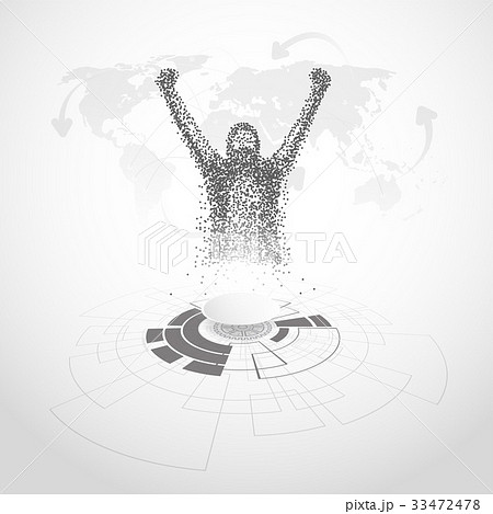 Creative abstract successful man from dot 33472478