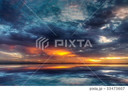Cloudscape scene and rainfall with sunlight. 33473607