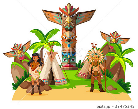 Two native american indians at the camp 33475245