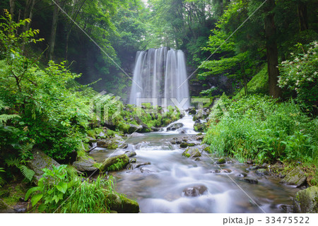 日本の滝、長野県、上田市、菅平高原。 日本の滝、長野県、上田市、菅平高原。 33475522