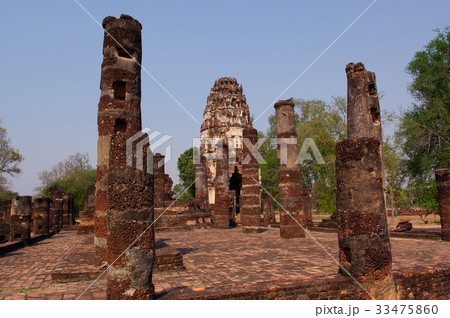 世界遺産、スコータイ王朝、スコータイ仏、内戦で破壊された寺院@遺跡公園、スコータイ、タイ王国 世界遺産、スコータイ王朝、スコータイ仏、内戦で破壊された寺院@遺跡公園、スコータイ、タイ王国 33475860