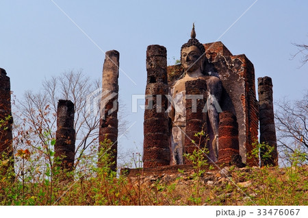 世界遺産、スコータイ王朝、スコータイ仏、内戦で破壊された寺院@遺跡公園、スコータイ、タイ王国 世界遺産、スコータイ王朝、スコータイ仏、内戦で破壊された寺院@遺跡公園、スコータイ、タイ王国 33476067