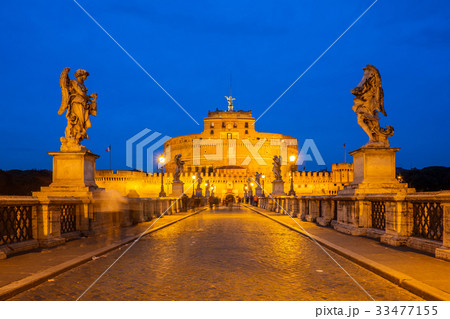 Castel Sant` Angelo, Rome, Italy, in twilight 33477155