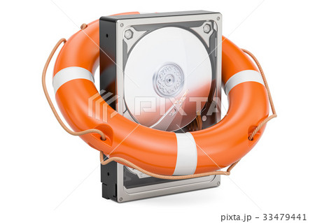 Hard Disk Drive HDD with lifebuoy. Data safety Hard Disk Drive HDD with lifebuoy. Data safety 33479441
