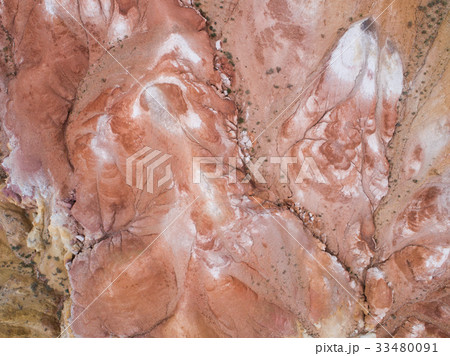 Aerial view on Rainbow mountains colorful pattern Aerial view on Rainbow mountains colorful pattern 33480091