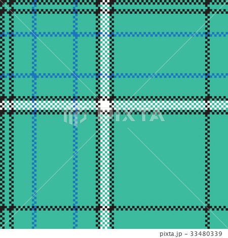 Green blue check plaid pixel seamless pattern 33480339