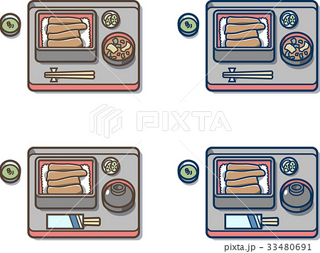 うなぎ定食おぼんのイラスト素材