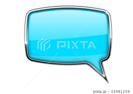 Speech bubble. BLue 3d icon with chrome frame 33481259