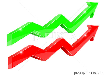 Green and red up rising arrow 33481292