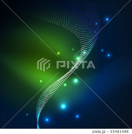 3D illuminated wave of glowing particles 3D illuminated wave of glowing particles 33481486