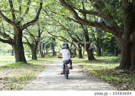 赤い自転車で遊ぶ女の子 33483684
