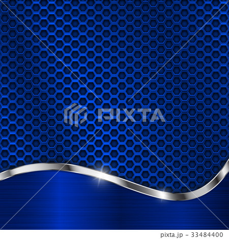 Blue metal background. Perforation and chrome 33484400