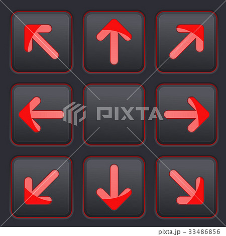 Arrows key set. Red icons on black buttons 33486856