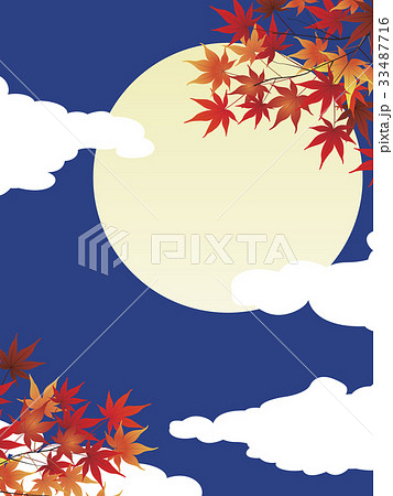 紅葉と満月 33487716