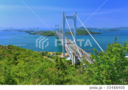 鷲羽山から見た下津井瀬戸大橋 33488400