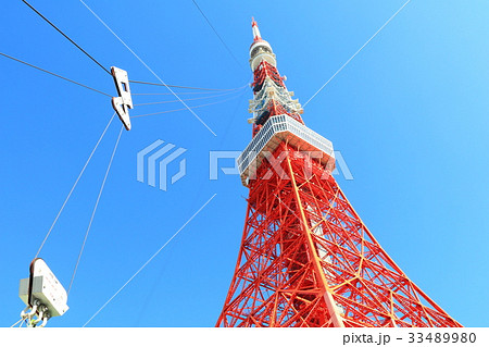 東京タワーとワイヤーの幾何学模様 33489980
