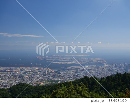 神戸　摩耶山　神戸空港と神戸港 33493190