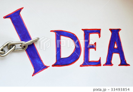 iron chain drag idea word on white paper iron chain drag idea word on white paper 33493854