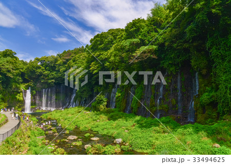 【静岡県】観光客でにぎわう、夏の白糸の滝 33494625
